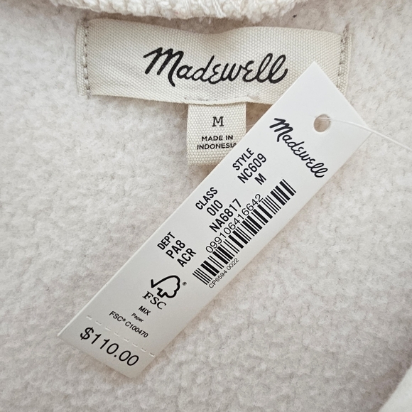 Madewell Resourced Fleece Bubble Sleeve Hoodie Sweatshirt - Picture 6 of 11